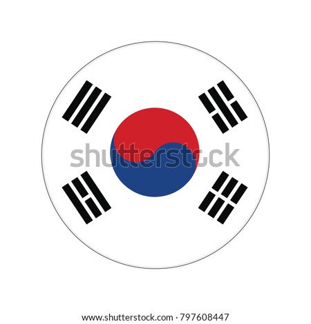 South Korea flag Button Vector - flag icons, South Korean flag design icon. Clipping path included.