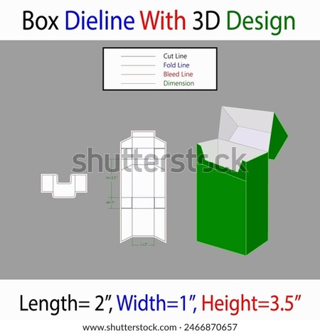  Storage Box2x1x3.5 inches Dieline Template With 3d Design Editable Vector File