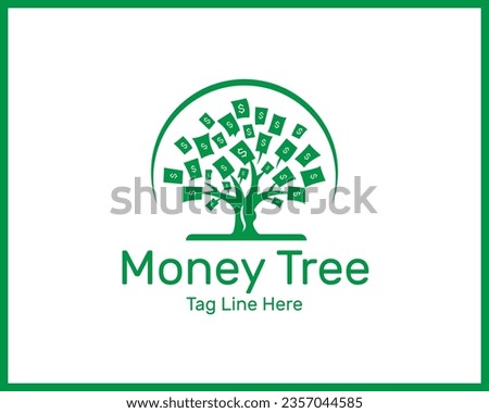 Green Money Tree logo and money logo design vector format