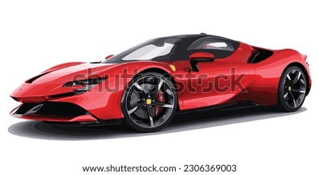 car red 3d design modern ferrari sf art vector tire template model drive fast engine speed horse power realistic isolated on white background