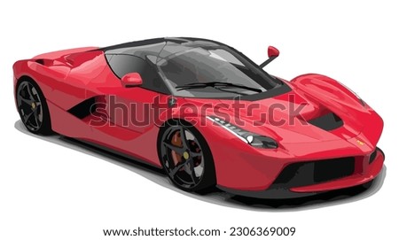 car red 3d design modern ferrari sf art vector tire template coupe model drive fast engine speed horse power realistic isolated on white background