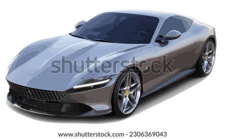 car red 3d design modern silver ferrari sf art vector tire coupe template model drive fast engine speed horse power realistic isolated on white background