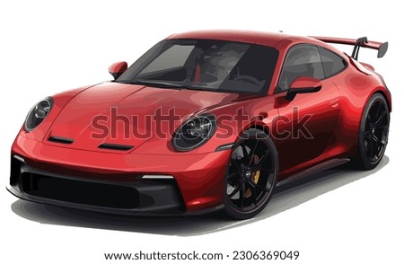 car design modern art vector 	
red Porsche car sport design template isolated on white background