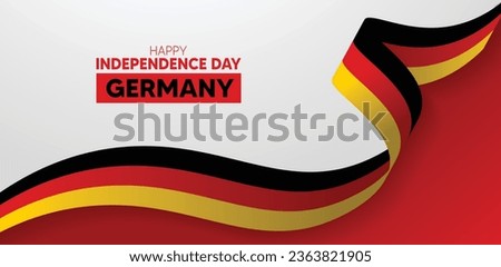 Germany Happy Unity Day, October 3, flag waving ribbon in colors of the Germany national flag. Celebration background.