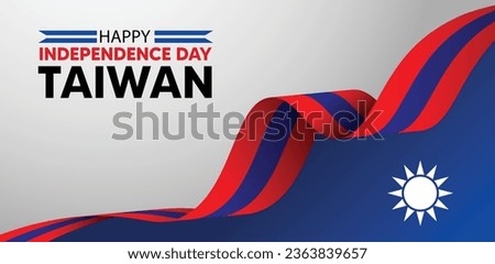 Taiwan flag ribbon independence day poster vector illustration