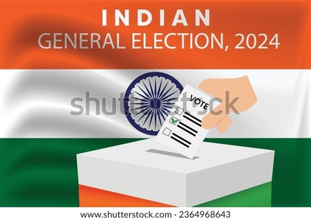 Indian general election, 2024 voting with Indian flag background vector illustration