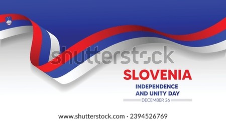 Slovenia Independence and Unity Day 26 December flag ribbon vector poster