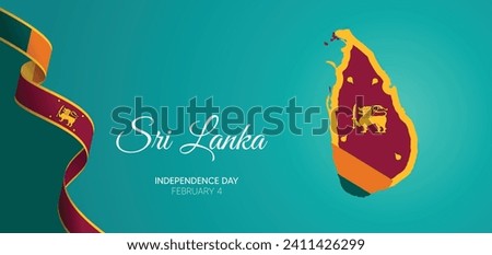 sri lanka independence day 4 feb flag map on sea vector background