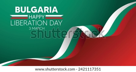 bulgaria liberation day 3 march flag ribbon vector poster