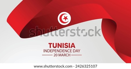 Tunisia Independence Day 20 March flag ribbon vector poster