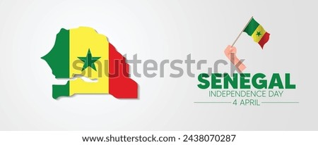 Senegal Independence Day 4 April flag map vector poster