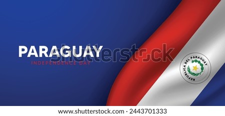 Paraguay Independence day realistic waving flag  vector poster