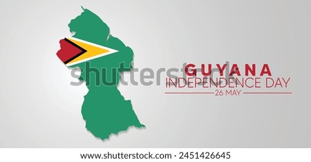 Guyana flag map vector poster for Independence Day 