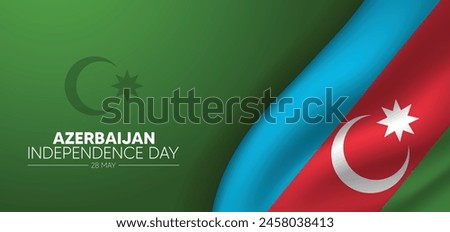 Azerbaijan Independence Day 28 May waving flag vector poster