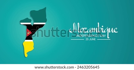 Mozambique Independence Day 25 June flag map vector poster