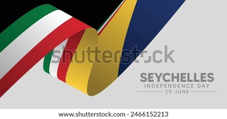 Seychelles Independence Day 29 June flag ribbon vector poster