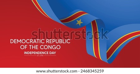 Democratic Republic of the Congo independence day 30 June flag ribbon vector poster