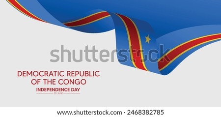 Democratic Republic of the Congo independence day 30 June flag ribbon vector poster