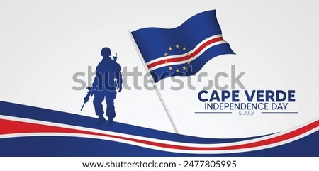 cape verde independence day 5 July solider standing with waving flag vector poster