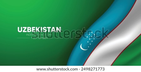 Uzbekistan Independence Day 1 September waving flag vector poster