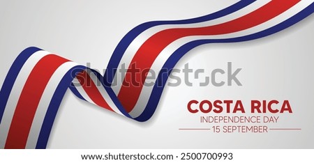 costa rica independence day 15 September flag ribbon vector poster