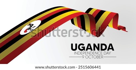 Uganda flag ribbon Independence Day  9 October vector poster