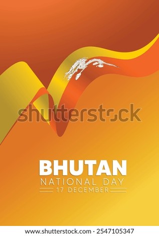 Bhutan National Day 17 December flag ribbon vector poster