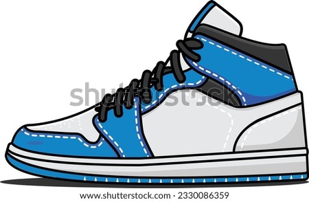 Blue Nike shoe. Blue Nike sneakers. Running shoes icon. Shoes for training, sneaker isolated. Flat design illustration.