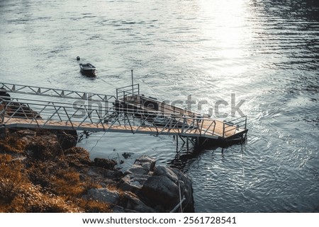 Similar – Image, Stock Photo Boat moored on lakeside in mountains