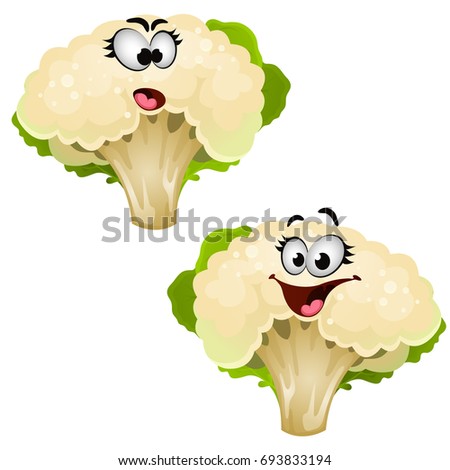 Similar – Image, Stock Photo Funny, laughing cartoon cauliflower figure, isolated against a white background, with both hands thumbs up.