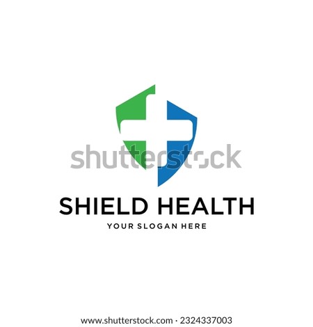 Shield Health Logo Design Vector