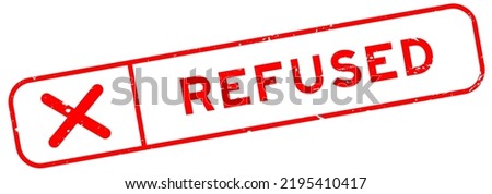 Grunge red refused word with wrong check mark icon square rubber seal stamp on white background