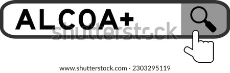 Search banner in word ALCOA (Abbreviation of Attributable, Legible, Contemporaneous, Original and Accurate)  plus with hand over magnifier icon on white background