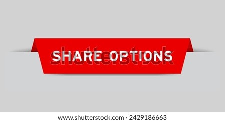Red color inserted label with word share options on gray background