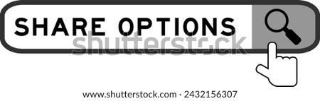 Search banner in word share options with hand over magnifier icon on white background