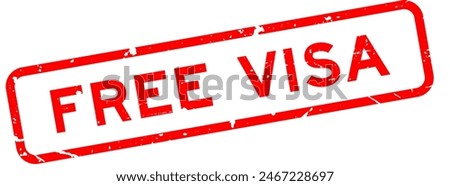 Grunge red free visa word square rubber seal stamp on white background