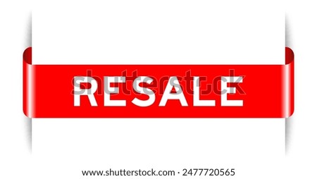 Red color inserted label banner with word resale on white background