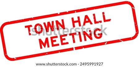 Grunge red town hall meeting word square rubber seal stamp on white background