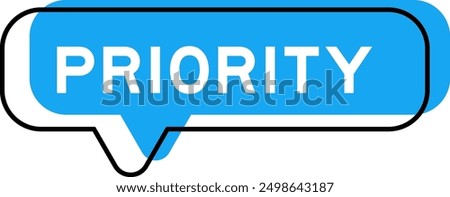 Speech banner and blue shade with word priority on white background