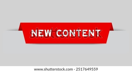 Red color inserted label with word new content on gray background