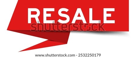 Red color speech banner with word resale on white background