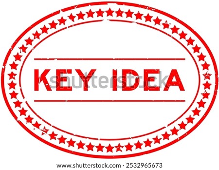 Grunge red key idea word oval rubber seal stamp on white background