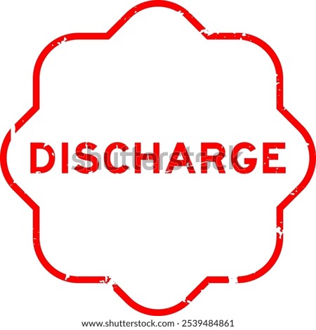 Grunge red discharge word rubber seal stamp on white background