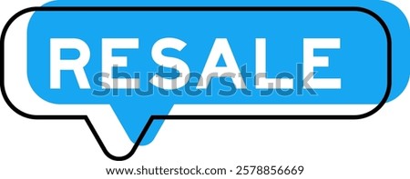 Speech banner and blue shade with word resale on white background