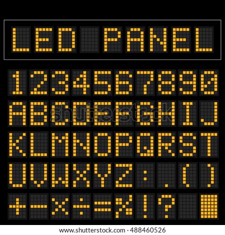 Orange digital square led font display with sample panel