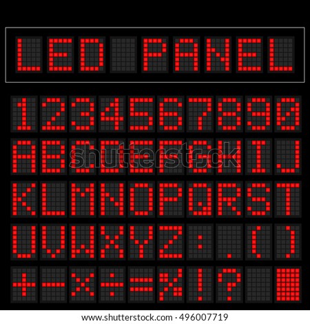 Red digital square led font display with sample panel