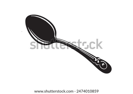 Vector silhouette of metal spoon and illustration