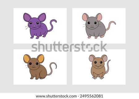 Hand Drawn Mouse Line Art Vector Illustration sets. Hand drawn mouse or rat line art vector illustration for digital prints.