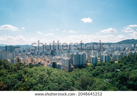 View of Seoul city from North Seoul Dream Forest park in Seoul, Korea ストックフォト © 
