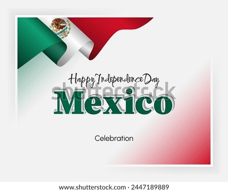 Mexican Independence day celebration.
Holiday design, background with handwriting and 3d texts, national flag colors and coat of arms for Mexico, Independence day, celebration; Vector illustration 